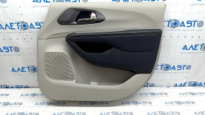 Door trim card front right Chrysler Pacifica 17-20 gray with black leather, scratches, abrasions, scuffs