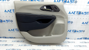Door trim card front left Chrysler Pacifica 17-20 gray with black leather, scuffs