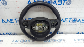 Naked steering wheel Chrysler Pacifica 17-20 leather black with heating, brown stitching, scratches, abrasions