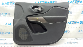 Door trim card front right Jeep Cherokee KL 19 - black with black insert leather, armrest leather, scuffs, scratches
