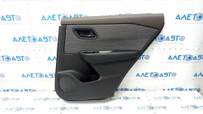 Door trim card rear right Nissan Rogue 23 S US built black without curtain with gray insert cloth, armrest leather, brown top