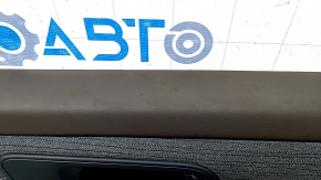 Door trim card front right Nissan Rogue 23 S US built black with gray insert cloth, armrest leather, brown top, dry cleanable