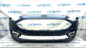 Front bumper bare Ford Fusion mk5 17-18 without parking sensors, blue, scratches, broken jumpers, hole, holes for frame