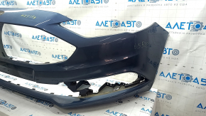 Front bumper bare Ford Fusion mk5 17-18 without parking sensors, blue, scratches, broken jumpers, hole, holes for frame