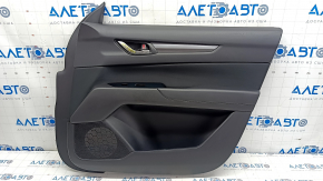 Door trim card front right Mazda CX-5 17- with black insert cloth, armrest leather black, scratches, abrasions, scratch on leather, broken fastening