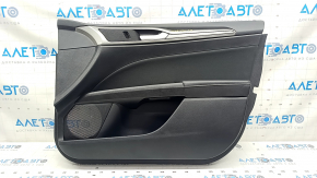 Door trim card front right Ford Fusion mk5 17-20 black with gray insert, cloth, armrest leather, molding gray, scratch