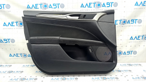 Door trim card front left Ford Fusion mk5 17-20 black with gray insert, cloth, armrest leather, molding gray, scratches