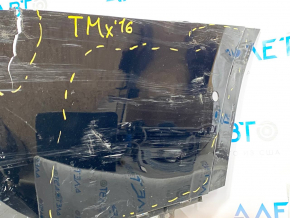 Rear bumper bare upper part Tesla Model X 16-21 black, dent, scratches, cracks, broken fasteners