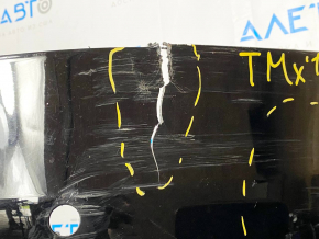 Rear bumper bare upper part Tesla Model X 16-21 black, dent, scratches, cracks, broken fasteners