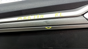 Door trim card rear left Ford Fusion mk5 17-20 black with gray insert, cloth, leather armrest, gray molding, scratches