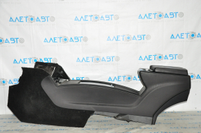 Console center armrest and cup holders Tesla Model X 16-21 leather black, black armrest, wood, scratches, scuffs
