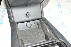 Console center armrest and cup holders Tesla Model X 16-21 leather black, black armrest, wood, scratches, scuffs