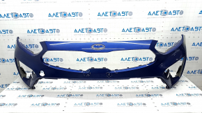 Bare front bumper Kia Forte 19-21 blue, scratches, dents, non-factory holes