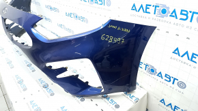 Bare front bumper Kia Forte 19-21 blue, scratches, dents, non-factory holes