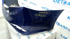 Bare rear bumper Kia Forte 19-21 4d without parking sensors, blue, broken fasteners, scratches, dent