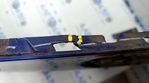 Bare rear bumper Kia Forte 19-21 4d without parking sensors, blue, broken fasteners, scratches, dent