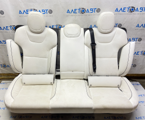 Back row of seats 2nd row Tesla Model S 21 - white leather, needs cleaning, side insert mount is broken