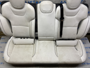 Back row of seats 2nd row Tesla Model S 21 - white leather, needs cleaning, side insert mount is broken