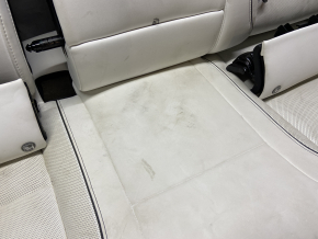 Back row of seats 2nd row Tesla Model S 21 - white leather, needs cleaning, side insert mount is broken