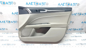 Door trim card front right Ford Fusion mk5 17-20 plastic gray, with gray insert leather insert under the tree, upper trim black, worn