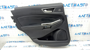 Door trim card rear left Ford Edge 19-23 black Titanium, insert and armrest black leather, white stitching, scratches