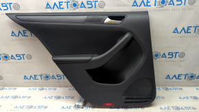Door trim card rear left VW Jetta 11-18 USA black with black insert plastic, armrest leather, molding black structure,