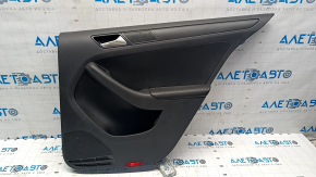 Door trim card rear right VW Jetta 11-18 USA black with black insert plastic, armrest leather, molding black mat type 1, scratches