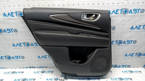 Door trim card rear left Infiniti JX35 QX60 13- black with black insert leather, armrest leather, molding gray