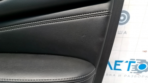 Door trim card front right Infiniti JX35 QX60 13- black with black insert leather, armrest leather, molding under wood gloss, dents on leather