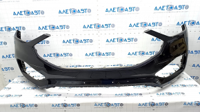 Front bumper bare Ford Edge 19 - without parking sensors, black, pressed, scratches, broken mount
