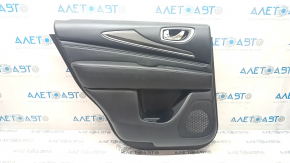 Door trim card rear left Infiniti JX35 QX60 16-20 black with black insert leather, armrest leather, molding gray gloss,