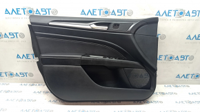 Door trim card front left Ford Fusion mk5 17-20 titanium, leather black, with backlight, cracks on molding, dents on leather