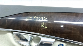 Door trim card rear left Volvo XC90 16-22 leather gray, wood insert, punctures, scratches, for dry cleaning