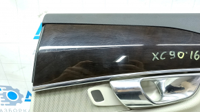 Door trim card rear right Volvo XC90 16-22 leather gray, wood insert, puncture, scratches, for dry cleaning
