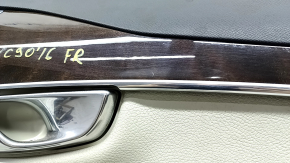 Door trim card front right Volvo XC90 16-22 leather gray, wood insert, bumps, scratches, for dry cleaning