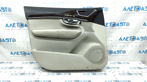 Door trim card front left Volvo XC90 16-22 gray leather, wood insert, scratches, dry cleaning, broken fasteners