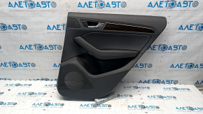 Door trim card rear right Audi Q5 8R 09-17 black plastic, insert black leather, rubber armrest, molding under wood gloss, with control, with tweeter