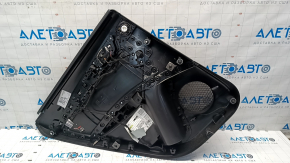 Door trim card rear right Audi Q5 8R 09-17 black plastic, insert black leather, rubber armrest, molding under wood gloss, with control, with tweeter