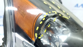 Headlight front right bare Lexus CT200h 11-17 broken fasteners, cobweb, dents on the body, scratches, sand, needs polishing