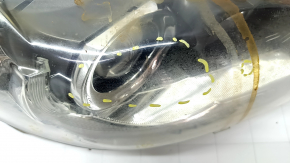 Headlight front right bare Lexus CT200h 11-17 broken fasteners, cobweb, dents on the body, scratches, sand, needs polishing