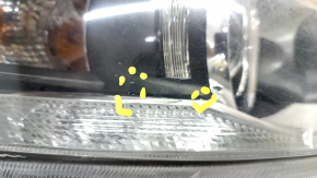 Headlight front right bare Lexus CT200h 11-17 broken fasteners, cobweb, dents on the body, scratches, sand, needs polishing