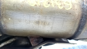 The inlet pipe with a catalytic converter Lexus CT200h 11-17 is rusty, the catalytic converter is dented