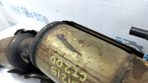 The inlet pipe with a catalytic converter Lexus CT200h 11-17 is rusty, the catalytic converter is dented