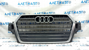 Radiator grill assembly Audi Q7 16-19 gray, for parking sensors, sand, chips, scratches