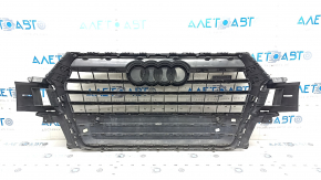 Radiator grill assembly Audi Q7 16-19 gray, for parking sensors, sand, chips, scratches