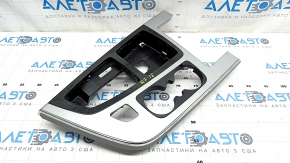 Audi Q7 16 center console trim - aluminum with dark wood, peeling paint, broken cup holder mount
