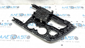 Audi Q7 16 center console trim - aluminum with dark wood, peeling paint, broken cup holder mount