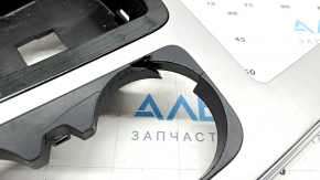 Audi Q7 16 center console trim - aluminum with dark wood, peeling paint, broken cup holder mount