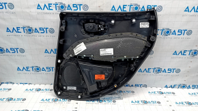 Door trim card rear left Jeep Compass 17- black plastic, insert black leather, armrest black leather, orange stitching