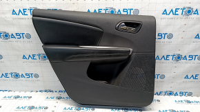 Door trim card rear left Dodge Journey 11- plastic black, armrest leather, insert leather, upper trim leather, black stitching, scratches